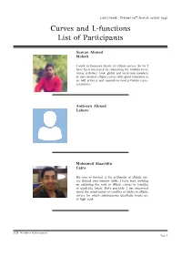 Curves and L-Functions List of Participants