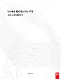EDGE ANIMATE Help and Tutorials