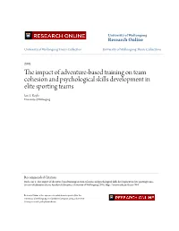 The Impact of Adventure-Based Training on Team Cohesion and Psychological Skills Development in Elite Sporting Teams Ian T