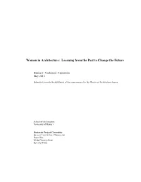 Women in Architecture: Learning from the Past to Change the Future