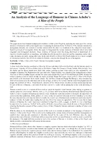 An Analysis of the Language of Humour in Chinua Achebe's" a Man