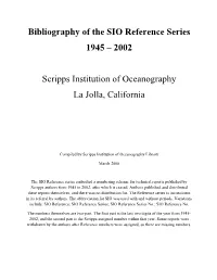 Bibliography of the SIO Reference Series 1945-2002