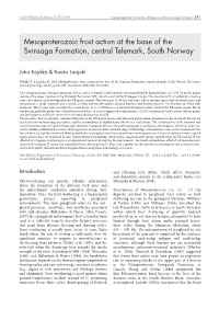 Mesoproterozoic Frost Action at the Base of the Svinsaga Formation 291