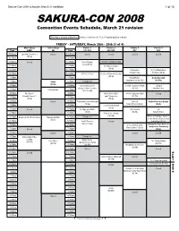 Sakura-Con 2008 Schedule, March 21 Revision 1 of 12