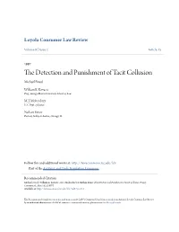 The Detection and Punishment of Tacit Collusion, 9 Loy