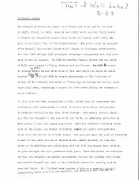 "3 Moved I� \�'S L to Arizona�Where He Has Lived Most of the Time Since and Where He Still M Resides� �57 and 1958 He Taught Photography at the Institute Of