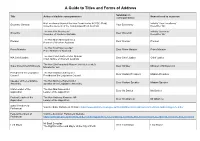 A Guide to Titles and Forms of Address