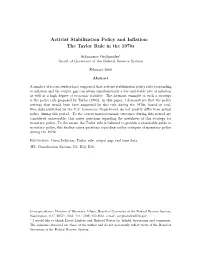 Activist Stabilization Policy and Inflation: the Taylor Rule in the 1970S