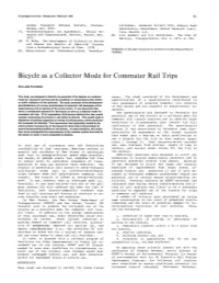 Bicycle As a Collector Mode for Commuter Rail Trips