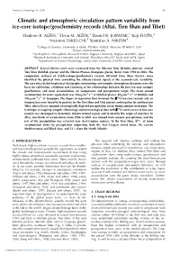Climatic and Atmospheric Circulation Pattern Variability from Ice-Core Isotope/Geochemistry Records (Altai, Tien Shan and Tibet)