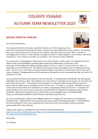 Coláiste Iognáid Autumn Term Newsletter 2020