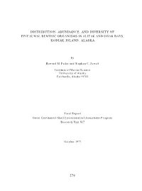 Distribution, Abundance, and Diversity of Epifaunal Benthic Organisms in Alitak and Ugak Bays, Kodiak Island, Alaska