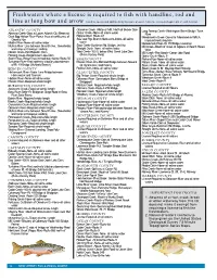 Freshwaters Where a License Is Required to Fish with Handline, Rod and Line Or Long Bow and Arrow Listed by County and Alphabetically by Name of Water