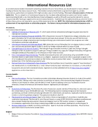 International Resources List