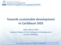 Towards Sustainable Development in Caribbean SIDS