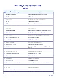 Valid X-Ray License Holders for 2016 RNSD-I
