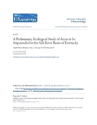 A Preliminary Ecological Study of Areas to Be Impounded in the Salt River Basin of Kentucky Digital Object Identifier