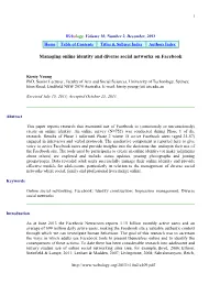 Managing Online Identity and Diverse Social Networks on Facebook