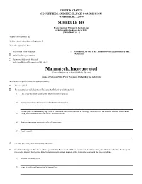 Mannatech, Incorporated (Name of Registrant As Specified in Its Charter)