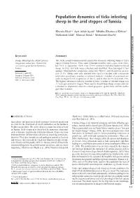 Population Dynamics of Ticks Infesting Sheep in the Arid Steppes of Tunisia