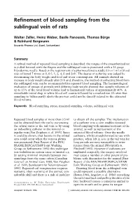Refinement of Blood Sampling from the Sublingual Vein of Rats