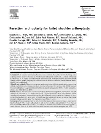 Resection Arthroplasty for Failed Shoulder Arthroplasty