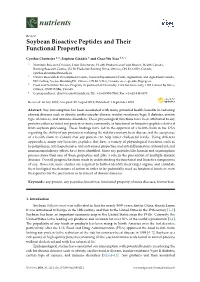 Soybean Bioactive Peptides and Their Functional Properties