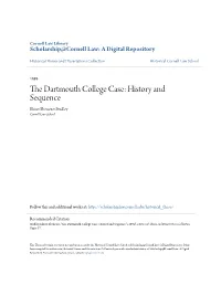 The Dartmouth College Case: History and Sequence