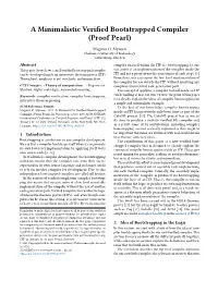 A Minimalistic Verified Bootstrapped Compiler (Proof Pearl)