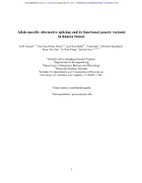 Allele-Specific Alternative Splicing and Its Functional Genetic Variants in Human Tissues