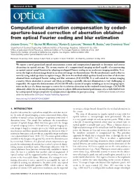 Aperture-Based Correction of Aberration Obtained from Optical Fourier Coding and Blur Estimation