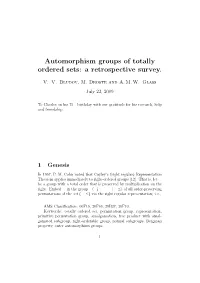 Automorphism Groups of Totally Ordered Sets: a Retrospective Survey