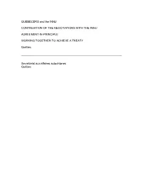 Continuation of the Negotiations with the Innu
