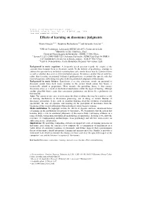 Effects of Learning on Dissonance Judgments