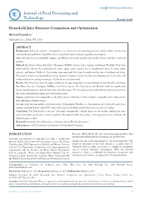 Household Juice Extractor Comparison and Optimization