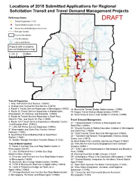 Locations of 2018 Submitted Applications for Regional Solicitation Transit and Travel Demand Management Projects