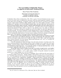 The Learnability of Optimality Theory: an Algorithm and Some Basic Complexity Results