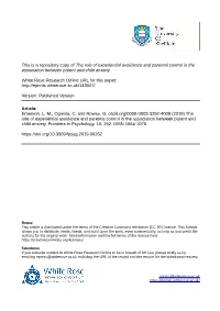 The Role of Experiential Avoidance and Parental Control in the Association Between Parent and Child Anxiety