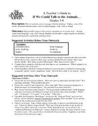 A Teacher's Guide to If We Could Talk to the Animals… Grades