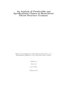 An Analysis of Pseudoclefts and Specificational Clauses in Head