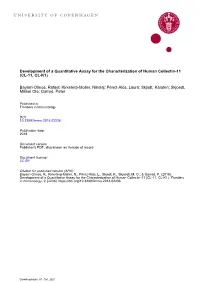 Development of a Quantitative Assay for the Characterization of Human Collectin-11 (CL-11, CL-K1)