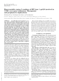 Hypervariable Region 3 Residues of HIV Type 1 Gp120 Involved in CCR5 Coreceptor Utilization: Therapeutic and Prophylactic Implications