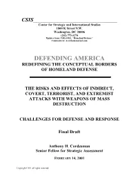 The Risks and Effects of Indirect, Covert, Terrorist, and Extremist Attacks with Weapons of Mass Destruction
