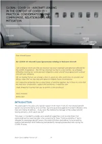 Aircraft Leasing in the Context of Covid-19 – Practical Considerations on Compromise, Relationships and Mitigation