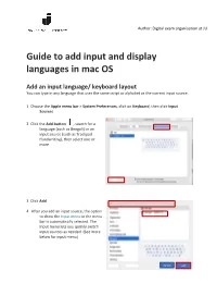 Guide to Add Input and Display Languages in Mac OS
