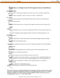Methylamine As a Nitrogen Source for Microorganisms from a Coastal Marine Environment