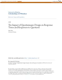 The Impact of Questionnaire Design on Response Times And
