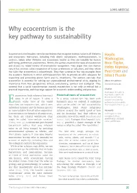 Why Ecocentrism Is the Key Pathway to Sustainability