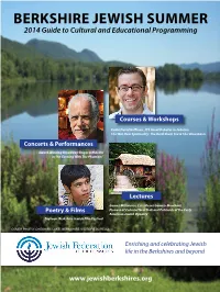 Berkshire Jewish Summer 2014 Guide to Cultural and Educational Programming