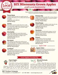 BIX Minnesota Grown Apples Local 2018 Local Availability Apples